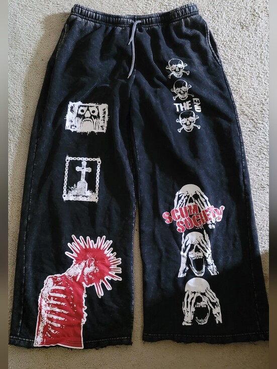Hot Topic Other - Black Graphic Punk Baggy Loungepants NWT Sealed